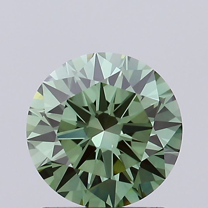 Actual 1.17 carat Vivid Green Round lab-grown diamond