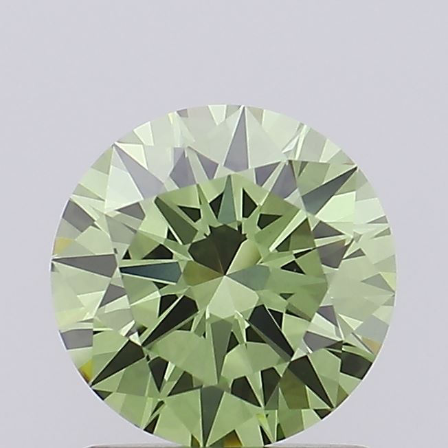 Actual 0.95 carat Vivid Green Round lab-grown diamond