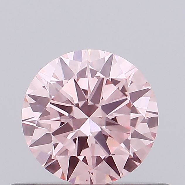 Actual 0.39 carat Intense Pink Round lab-grown diamond