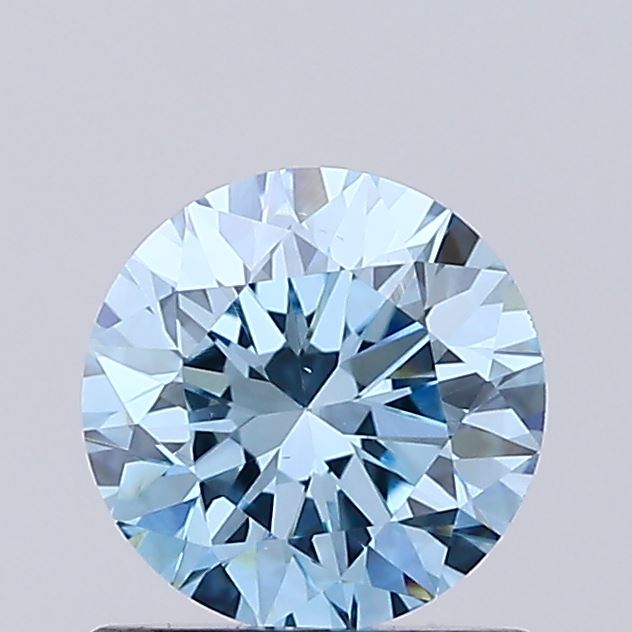 Actual 0.76 carat Vivid Blue Round lab-grown diamond