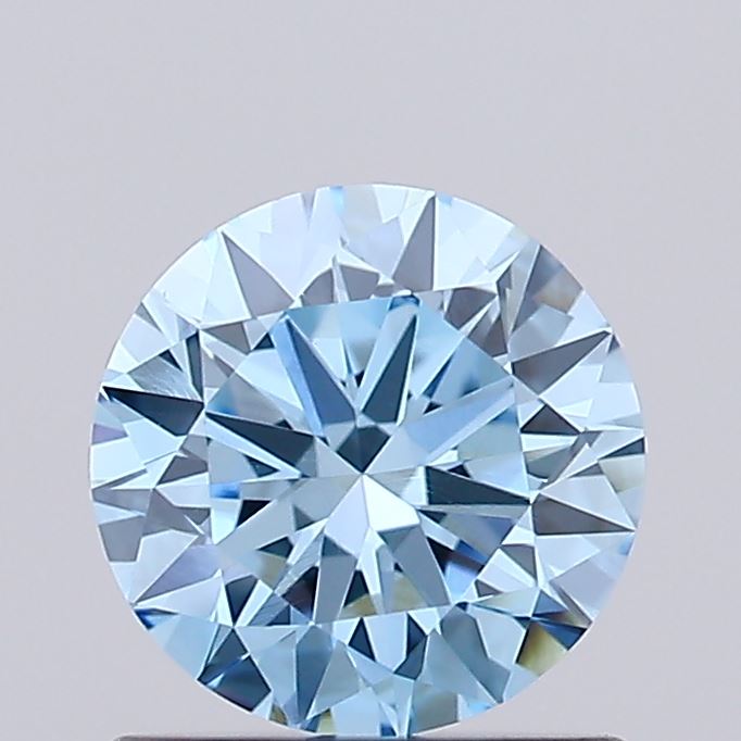 Actual 0.77 carat Vivid Blue Round lab-grown diamond