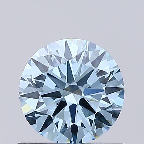 Actual 0.57 carat Vivid Blue Round lab-grown diamond