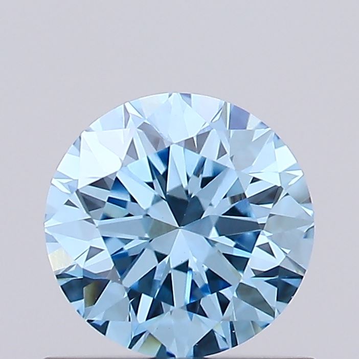 Actual 0.59 carat Vivid Blue Round lab-grown diamond