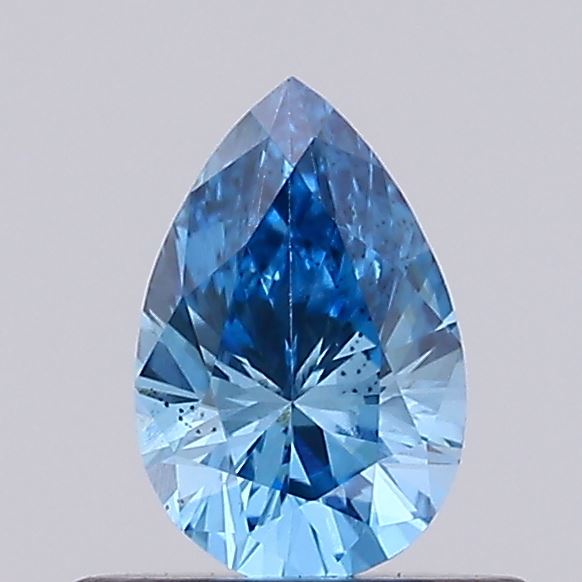 Actual 0.35 carat Vivid Blue Pear lab-grown diamond