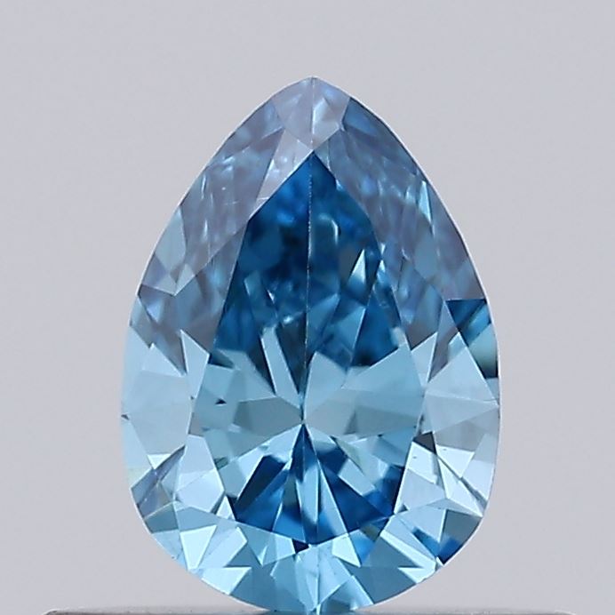 Actual 0.29 carat Vivid Blue Pear lab-grown diamond