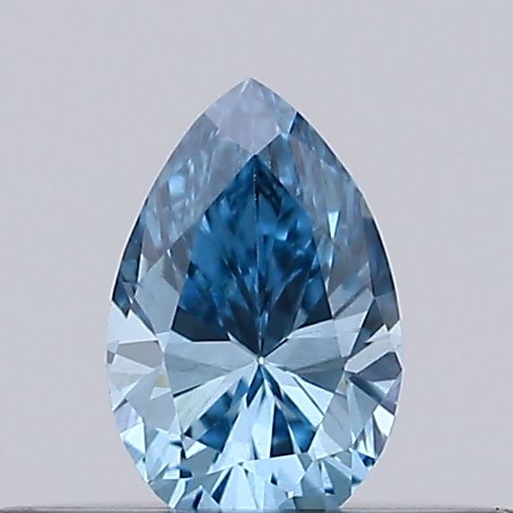 Actual 0.17 carat Vivid Blue Pear lab-grown diamond