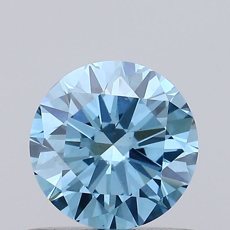 Actual 0.67 carat Vivid Blue Round lab-grown diamond