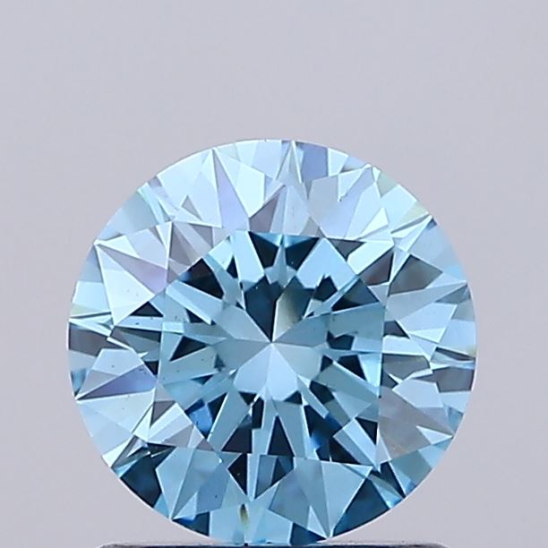 Actual 1.04 carat Vivid Blue Round lab-grown diamond