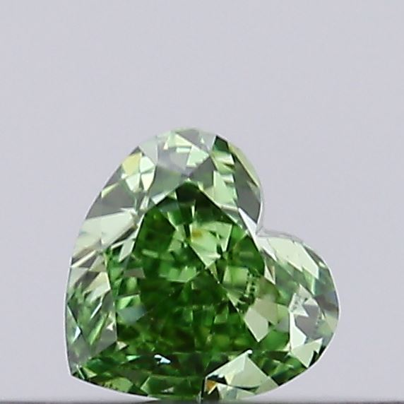 Actual 0.18 carat Vivid Green Heart lab-grown diamond
