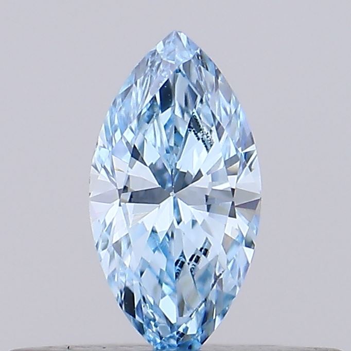 Actual 0.19 carat Vivid Blue Marquise lab-grown diamond