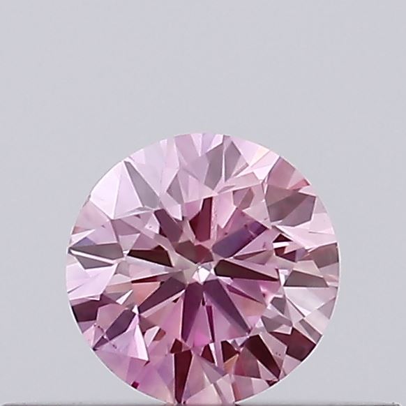 Actual 0.19 carat Vivid Pink Round lab-grown diamond