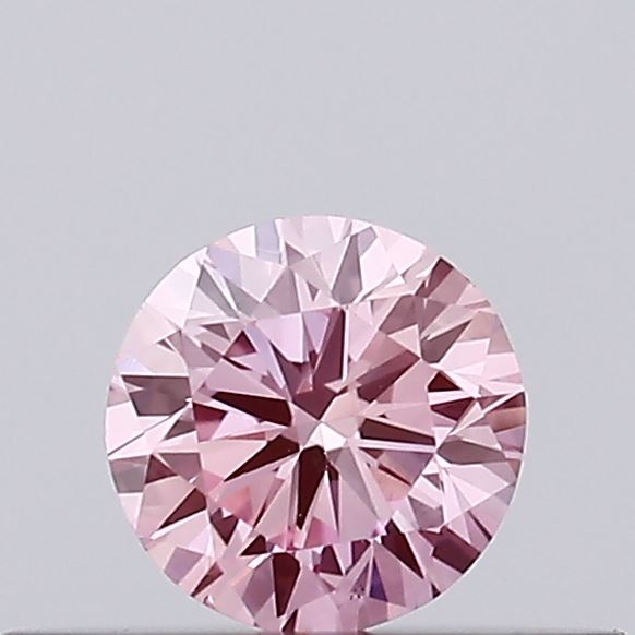 Actual 0.18 carat Vivid Pink Round lab-grown diamond