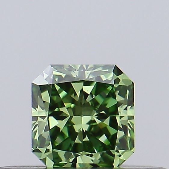 Actual 0.21 carat Vivid Green Radiant lab-grown diamond
