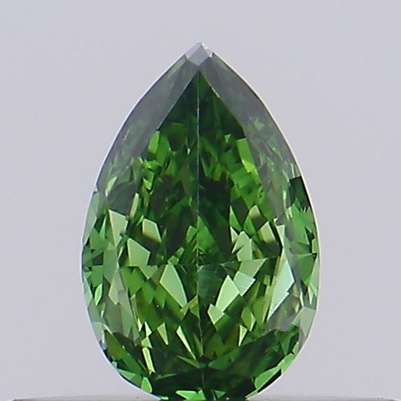 Actual 0.21 carat Vivid Green Pear lab-grown diamond