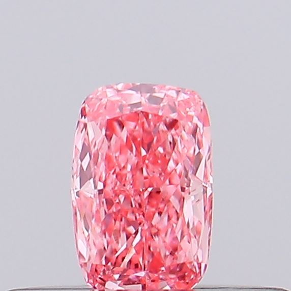 Actual 0.15 carat Vivid Pink Cushion lab-grown diamond