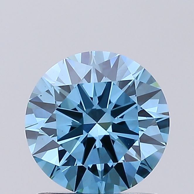 Actual 1.13 carat Vivid Blue Round lab-grown diamond