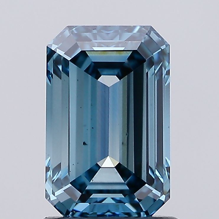 Actual 1.55 carat Fancy Vivid Blue Emerald lab-grown diamond