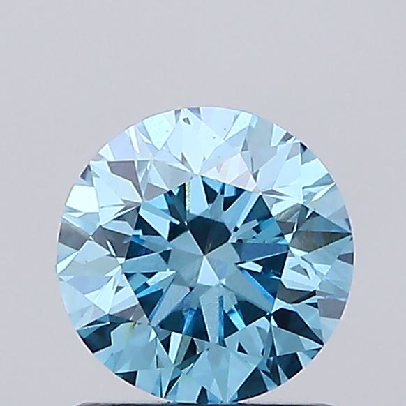 Actual 1.02 carat Vivid Blue Round lab-grown diamond