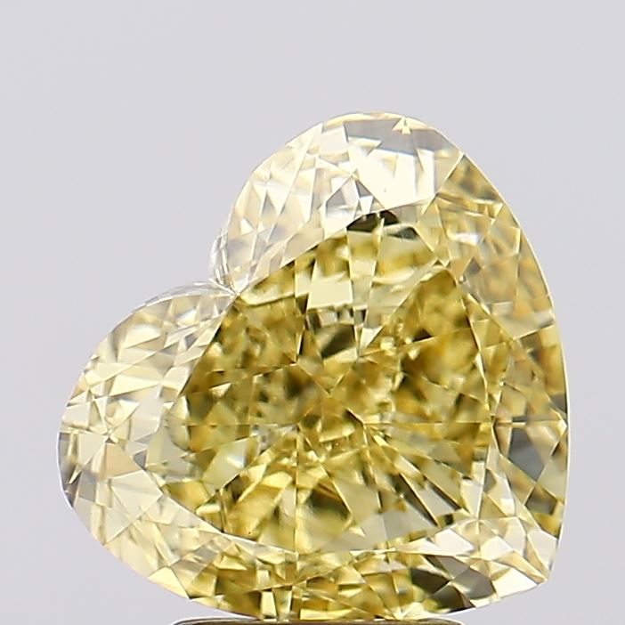 Actual 4.14 carat Fancy Intense Yellow Heart lab-grown diamond