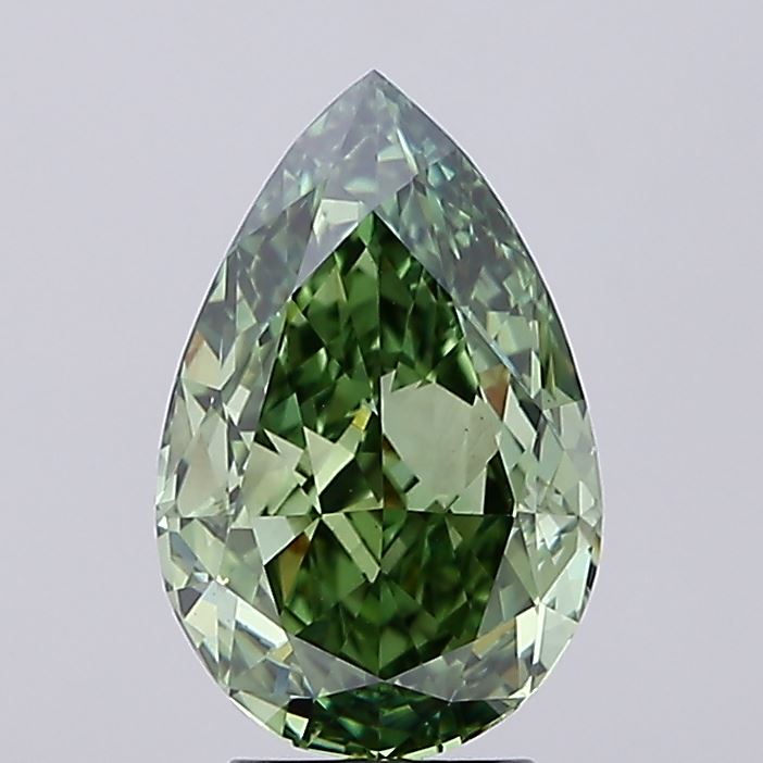 4.11ct Pear Fancy Vivid Green VVS2 IGI