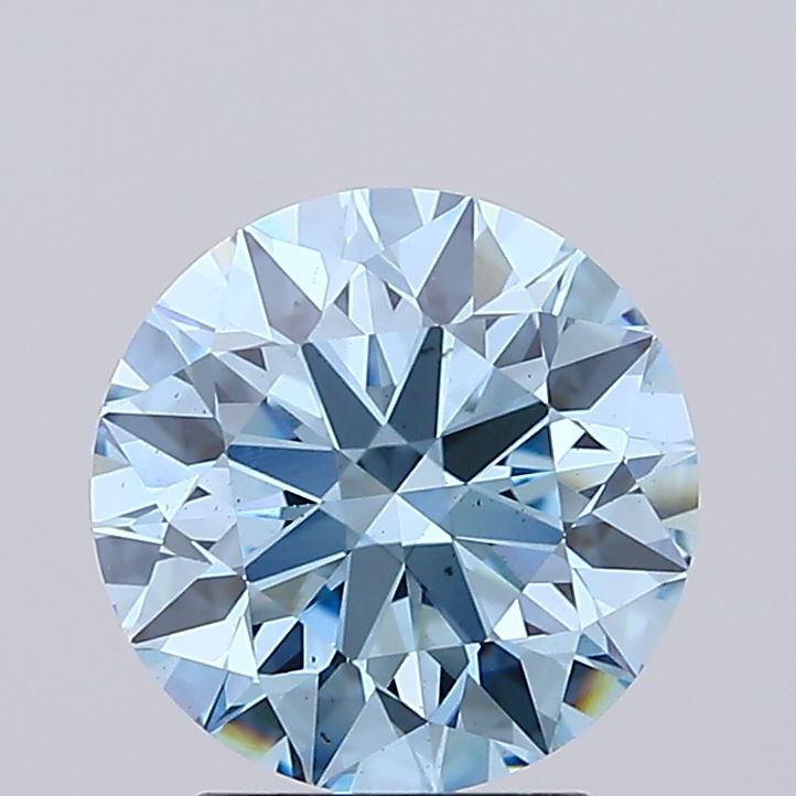 Actual 2.33 carat Vivid Blue Round lab-grown diamond