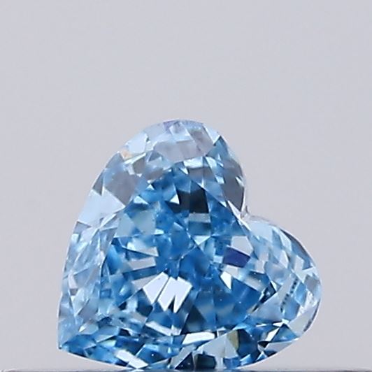 Actual 0.18 carat Vivid Blue Heart lab-grown diamond