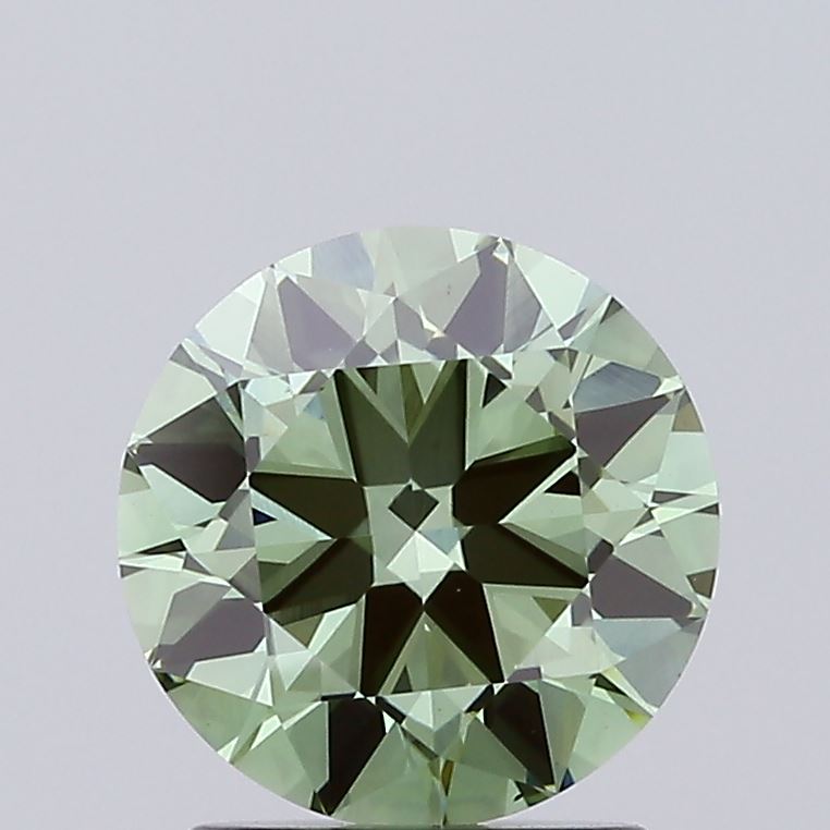 Actual 1.35 carat Vivid Green Round lab-grown diamond