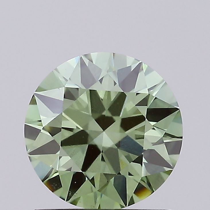 Actual 1.27 carat Vivid Green Round lab-grown diamond