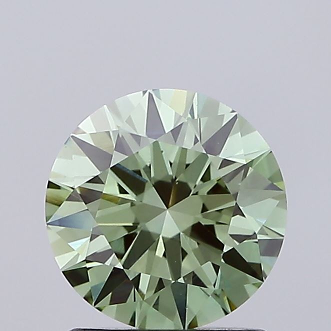 Actual 1.31 carat Vivid Green Round lab-grown diamond