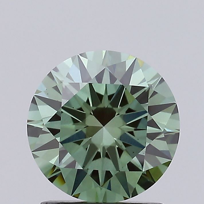 Actual 1.52 carat Vivid Green Round lab-grown diamond